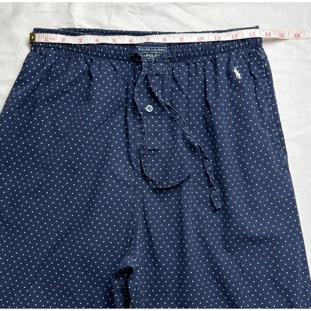Ralph Lauren Polo Classic Pajama Lounge Pant Navy White Polka Dot SZ S with pony